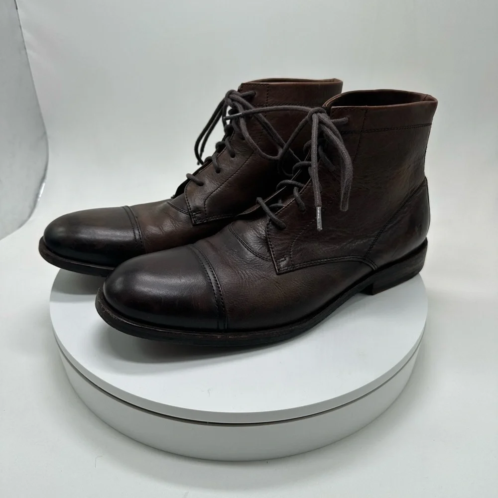 Frye | Sam Mid Lace Up Boots in Brown Leather